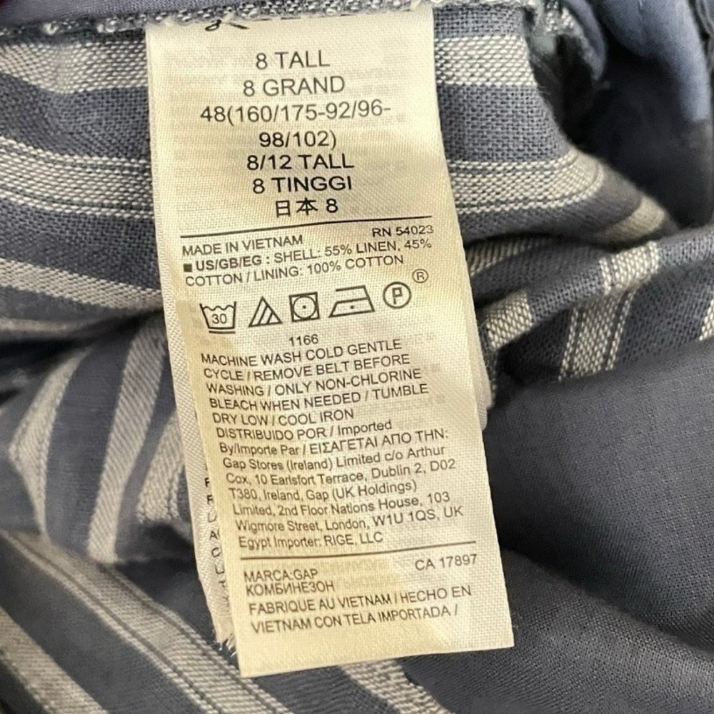 GAP Women's Size 8 TALL Ruffle Sleeve Jumpsuit Linen Wide Leg Belted Coastal NEW - Picture 11 of 12